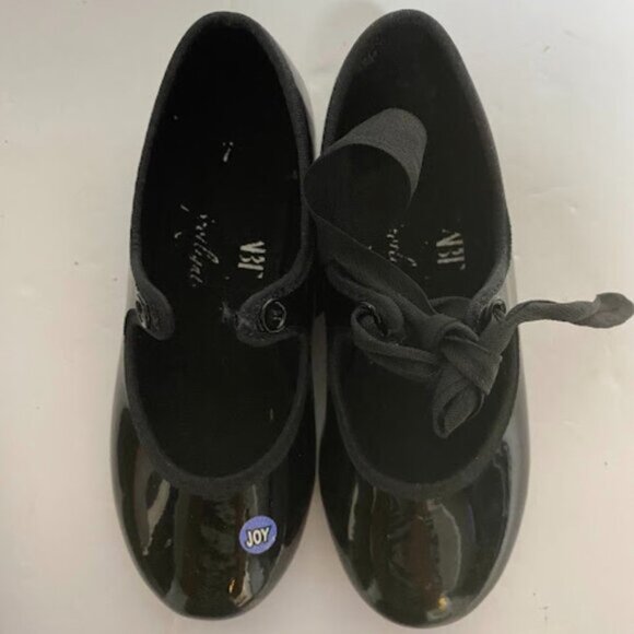 ABT Spotlights American Ballet Theatre Black Patent Tap Shoes Girls Size 7 - Picture 4 of 8